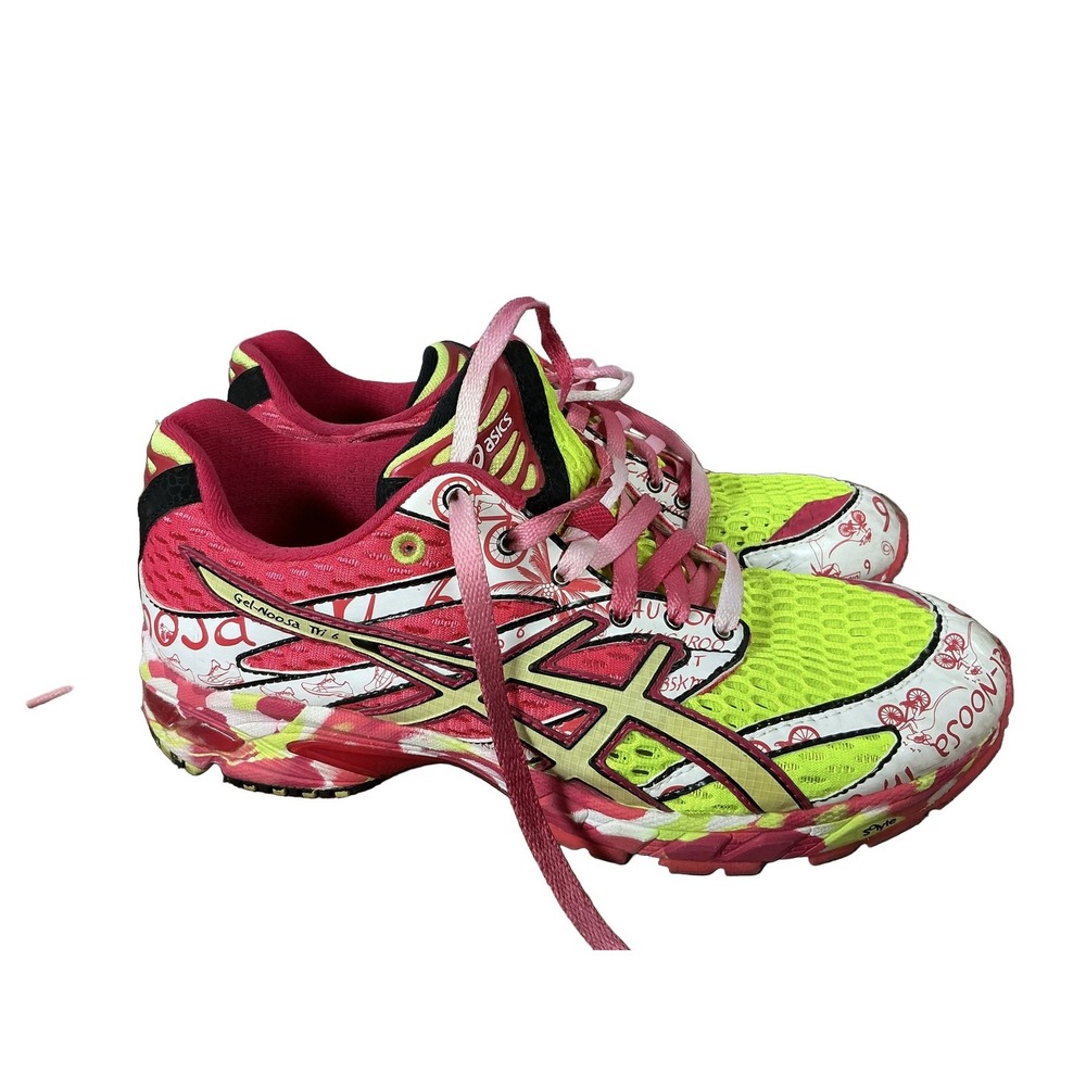 ASICS Gel-Noosa Tri 6 T163N Running Shoes Pink Neon Yellow White Women's 7.5